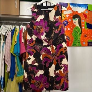 Trina Turk Black and Purple Floral Mini Dress
